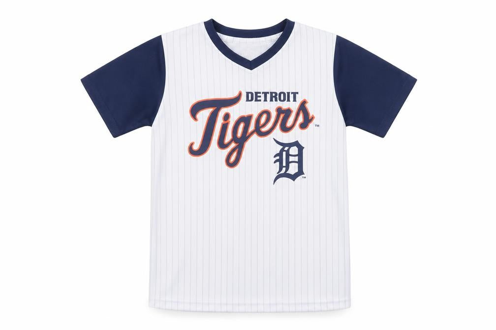 Team Athletics Boys White Detroit Tigers 8 Years Baseball Jersey T-Shirt