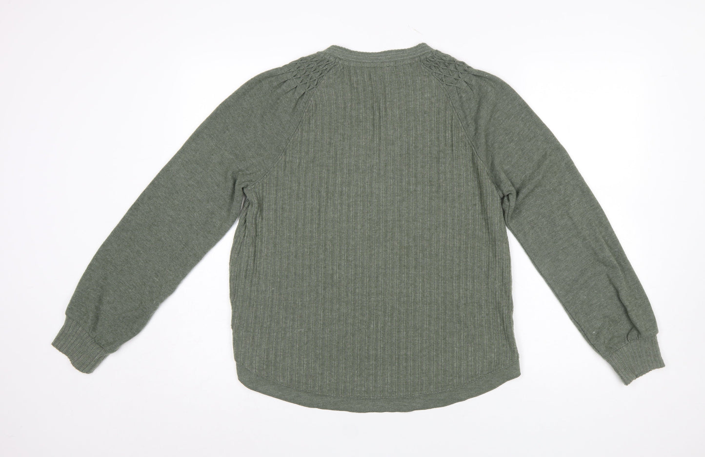 Democracy Women Green Long Sleeve Henley Jersey Blouse Size L