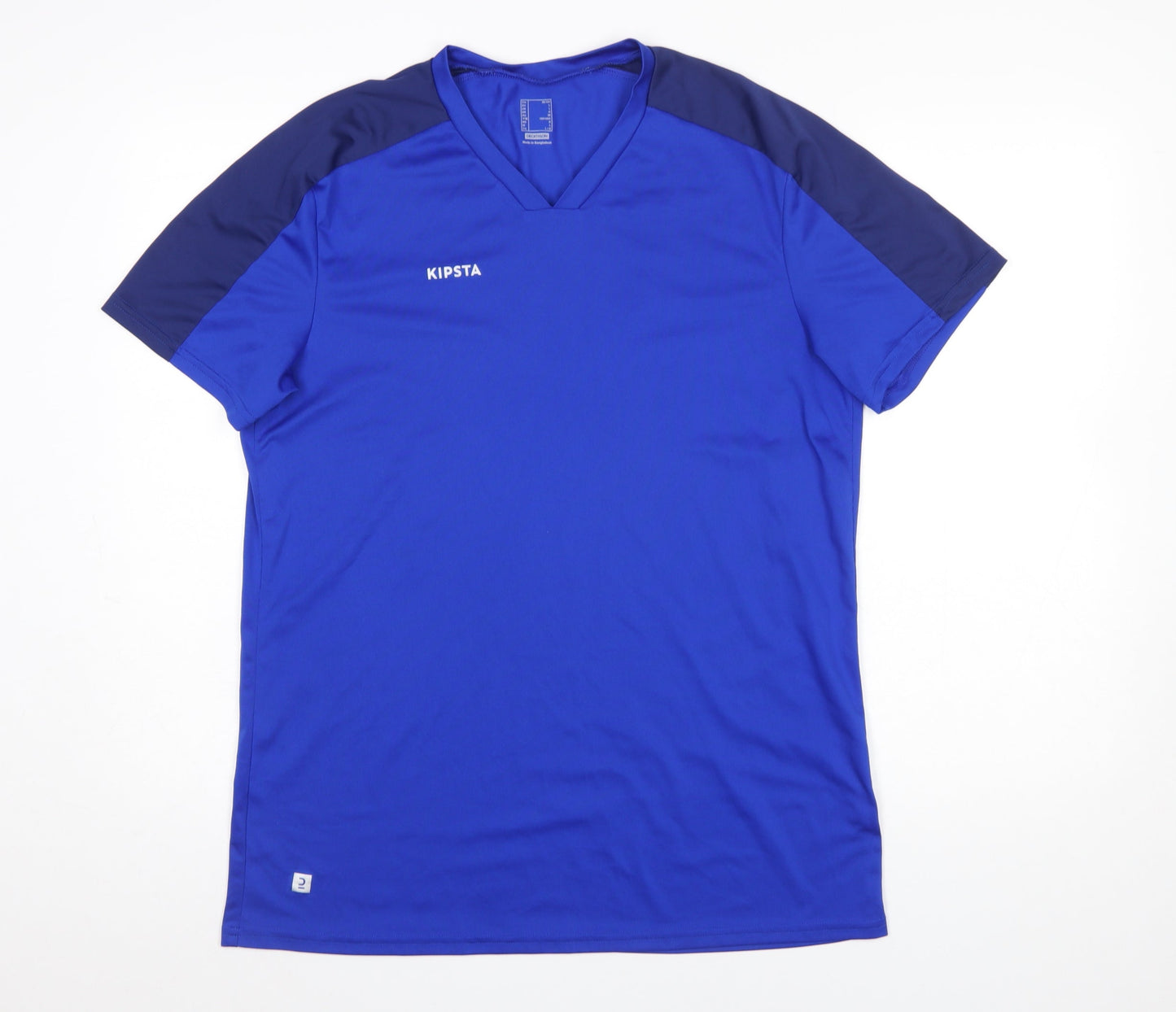 Kipsta Men's Blue Short Sleeve V-Neck Activewear T-Shirt Size L