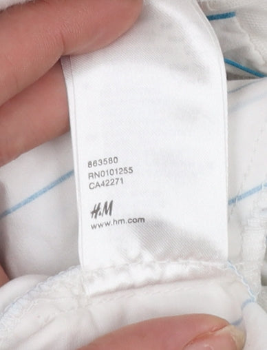 H&M Divided Women White Striped Hooded Zip Jacket Size 10