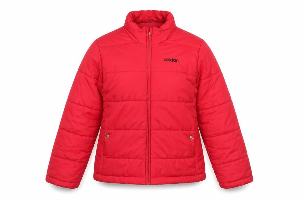 Adidas Women Red Puffer Jacket Size 12 Quilted Winter Coat