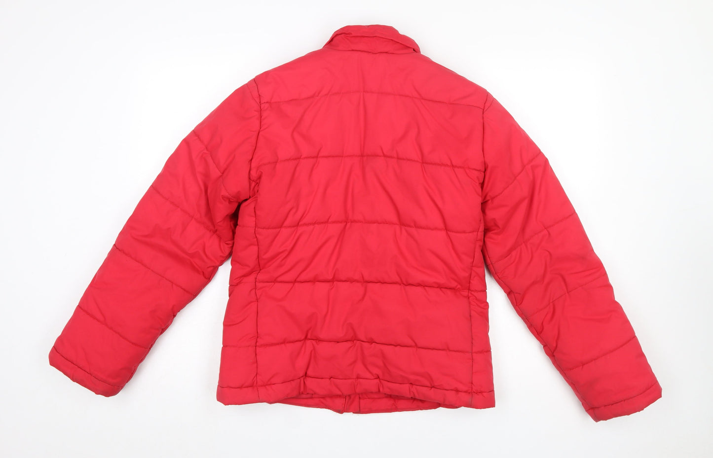 Adidas Women Red Puffer Jacket Size 12 Quilted Winter Coat