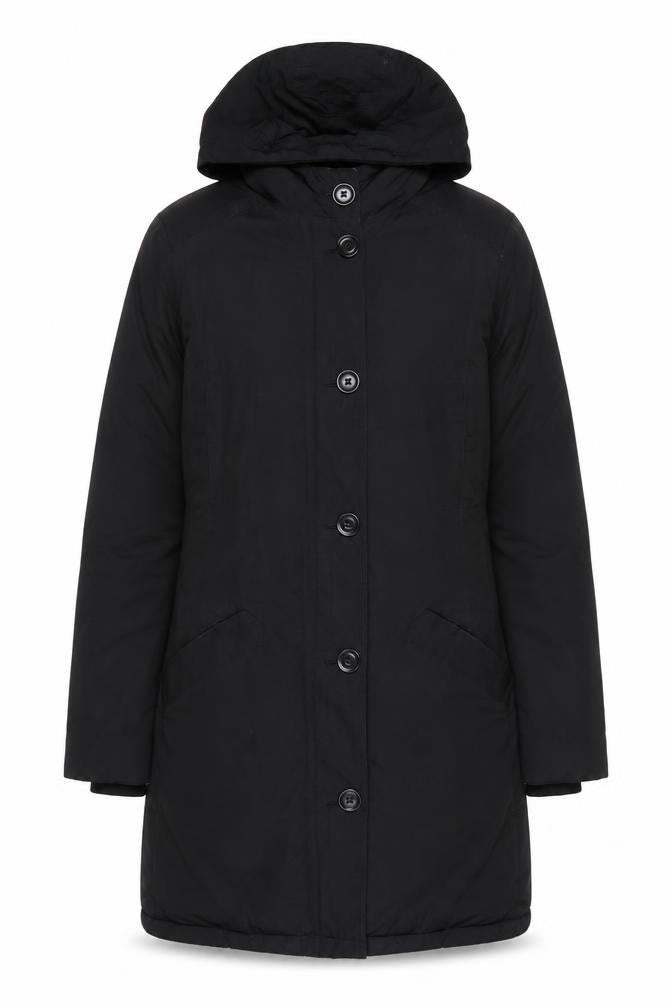 Jigsaw Women's Black Long Hooded Down Coat Size 8