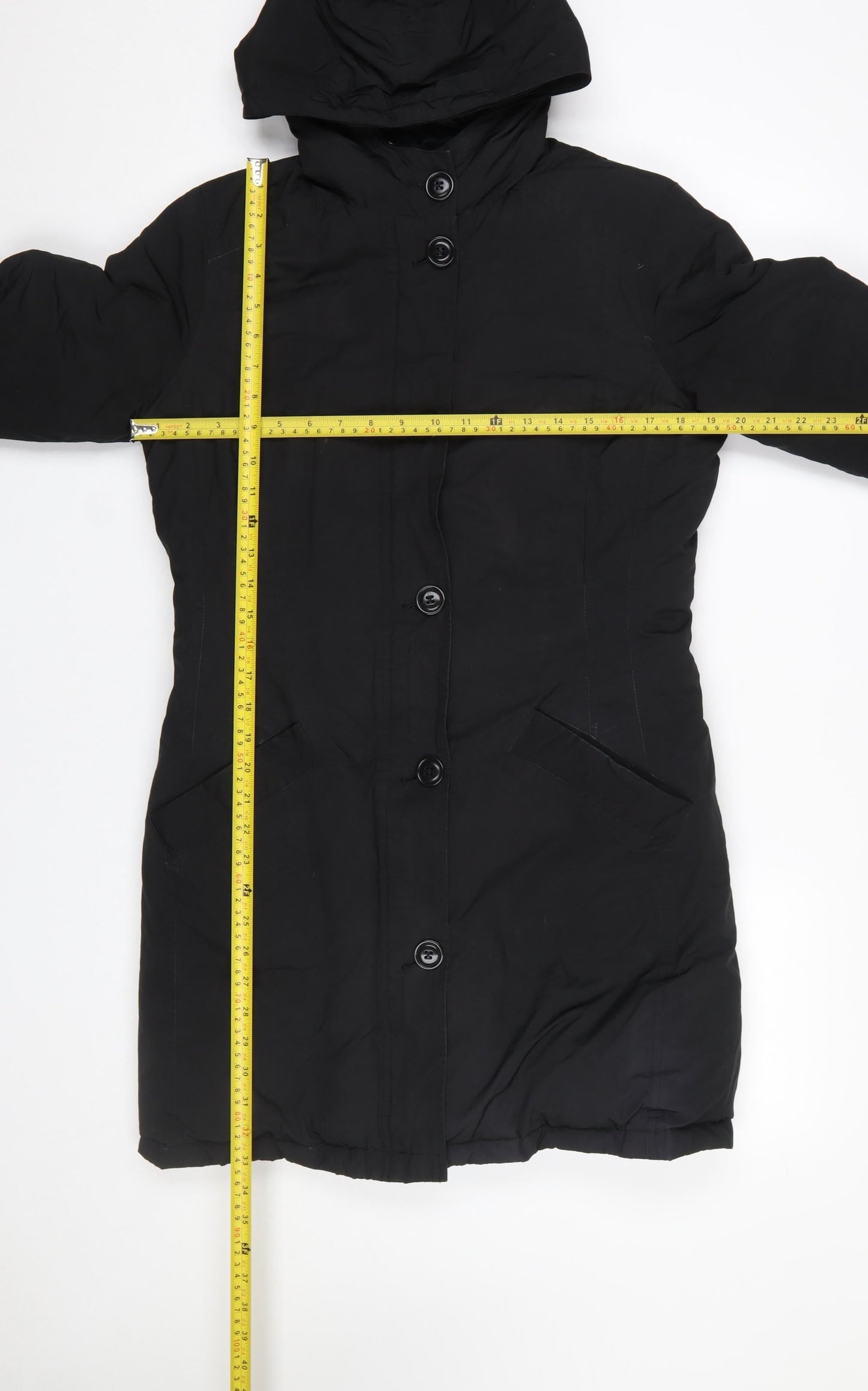Jigsaw Women's Black Long Hooded Down Coat Size 8
