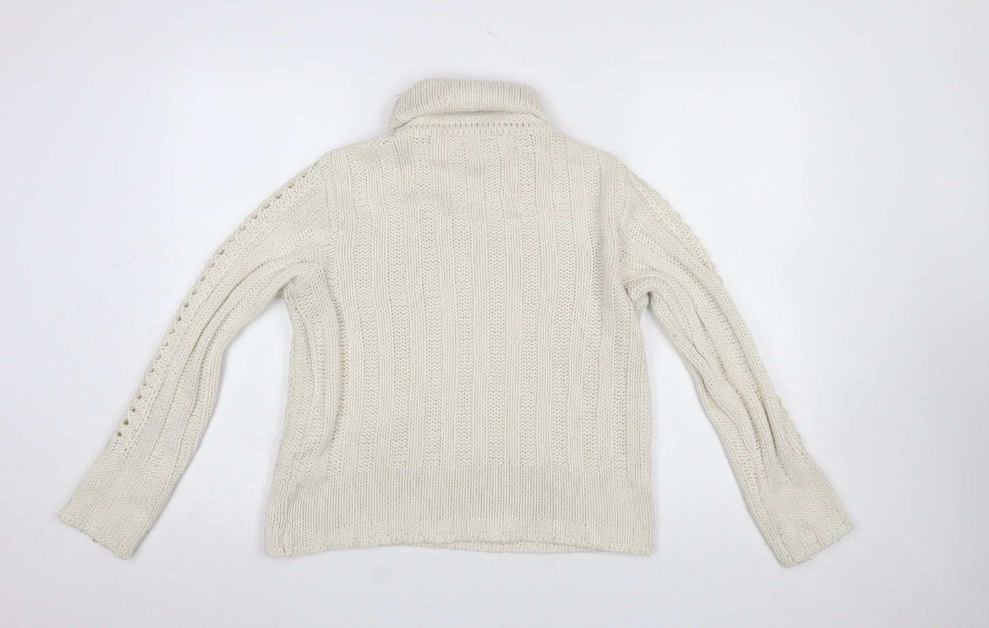 Now or Never Women Ivory Roll Neck Chunky Knit Jumper Size 12