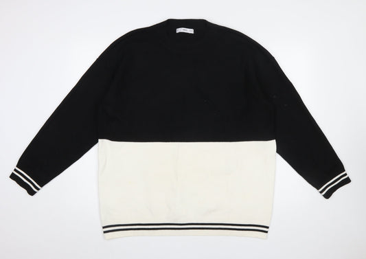 MNG Women's Black and Ivory Knit Pullover Jumper XL
