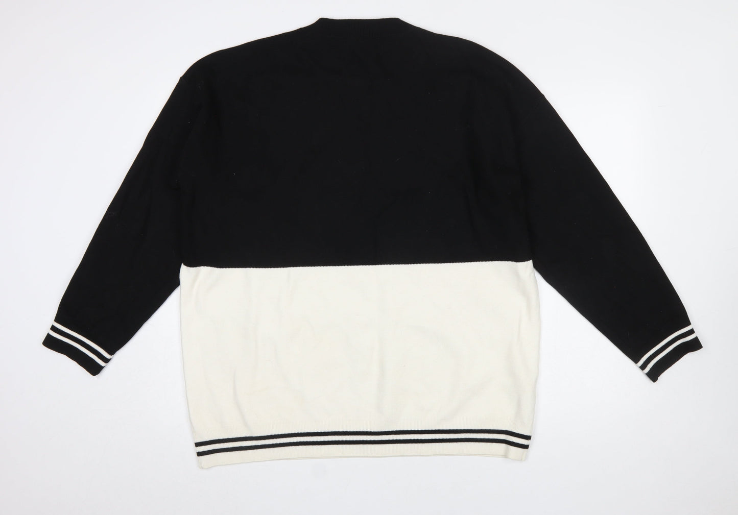 MNG Women's Black and Ivory Knit Pullover Jumper XL