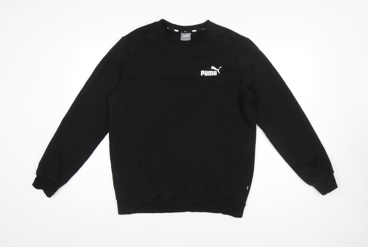 Puma Men's Black Small Crew Neck Pullover Sweatshirt Logo Sportswear