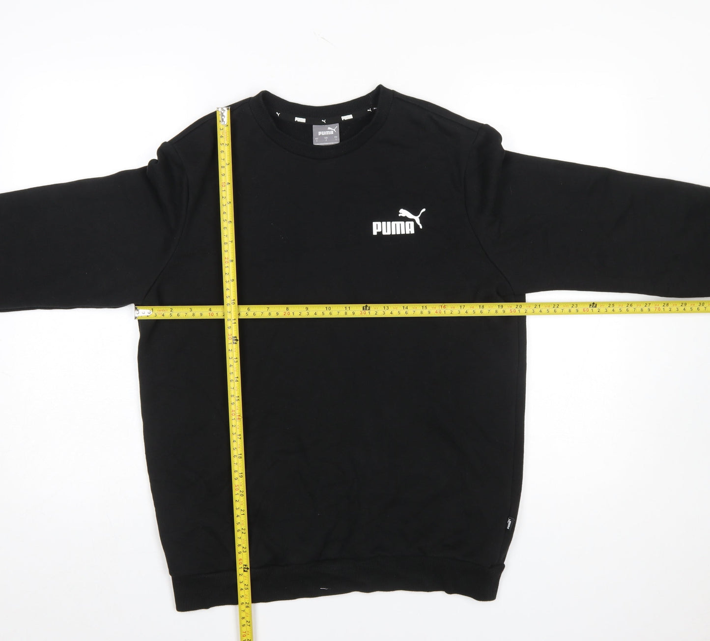 Puma Men's Black Small Crew Neck Pullover Sweatshirt Logo Sportswear