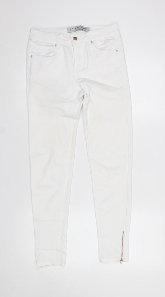 Denim Co. Women's White Size 10 Skinny Jeans with Ankle Zip