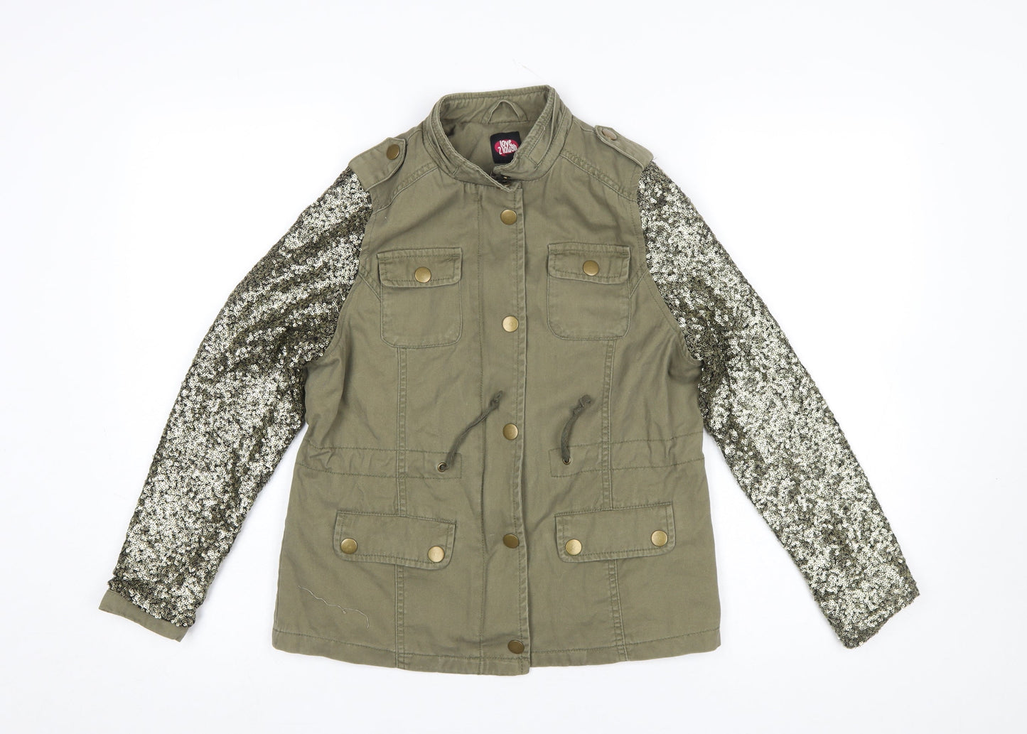 George Girls Green Military Style Sequin Sleeve Jacket 11-12 Years