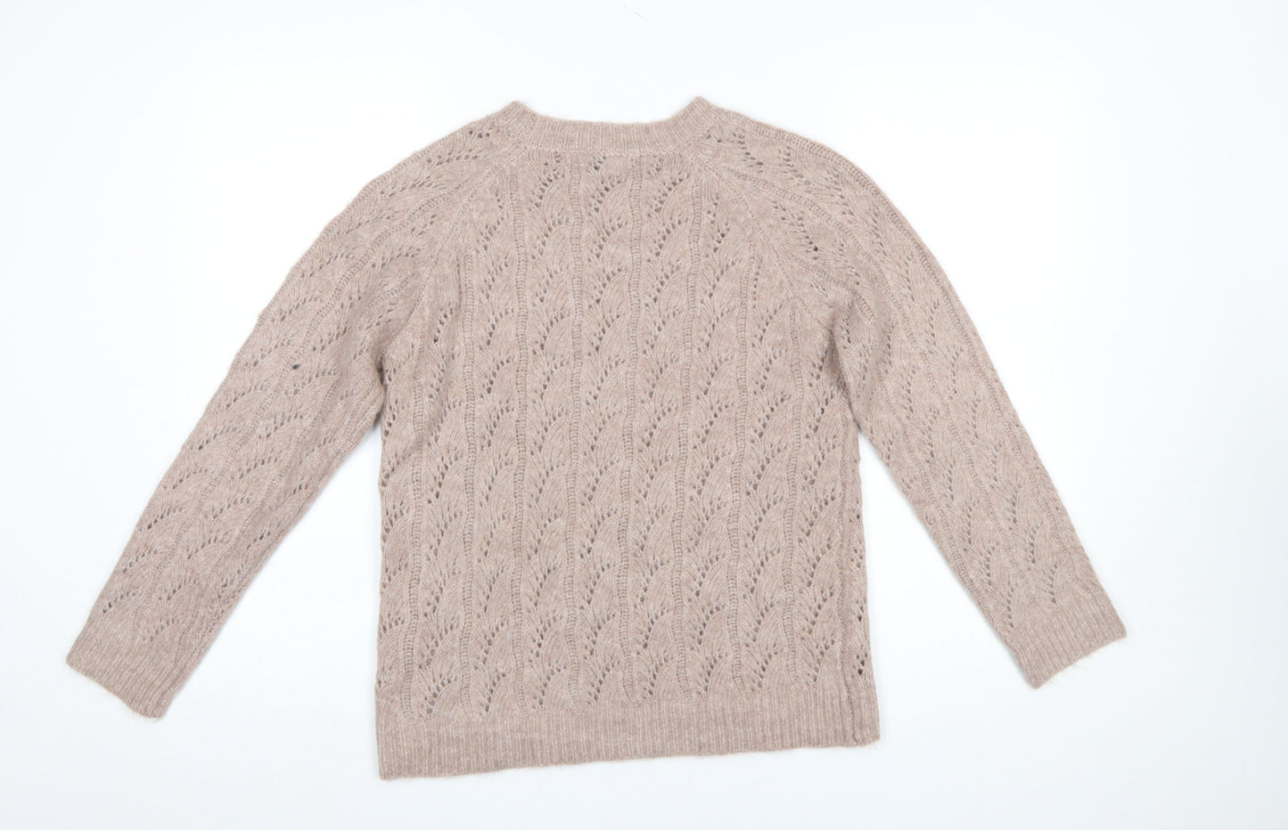 Rowen Avenue Women Beige Knit Crew Neck Jumper Size M