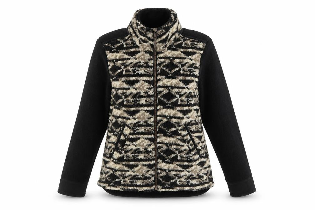 Woolrich Womens Black Geometric Fleece Jacket Size S