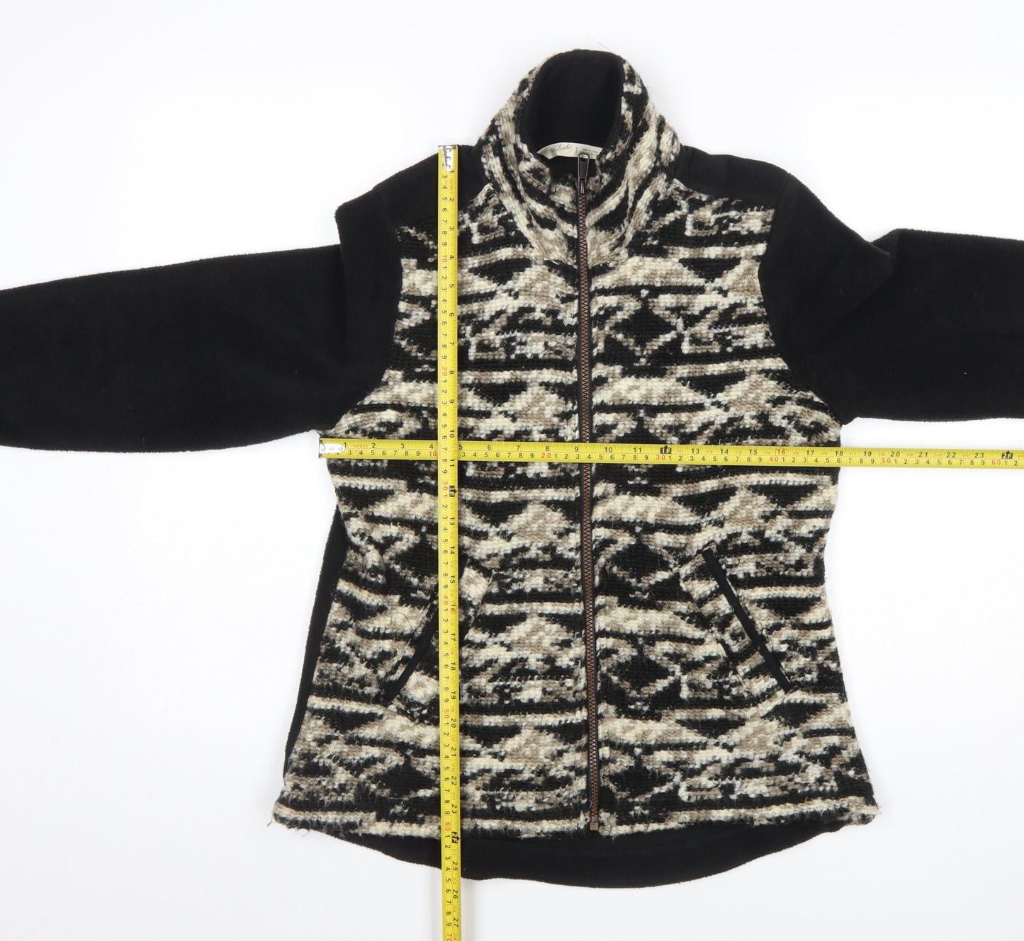 Woolrich Womens Black Geometric Fleece Jacket Size S