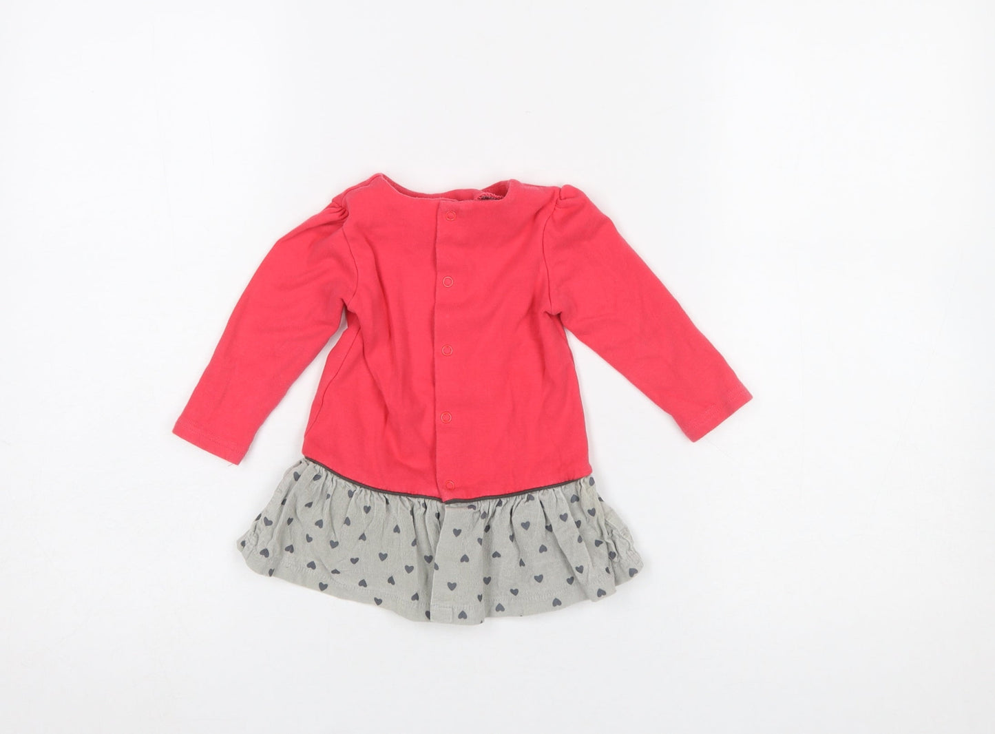 Babybol Girls Red & Grey Heart Tutu Dress 12 Months Long Sleeve Casual