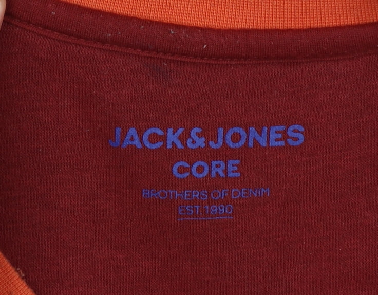 Jack & Jones Men’s Red XL Crew Neck Graphic Sweatshirt