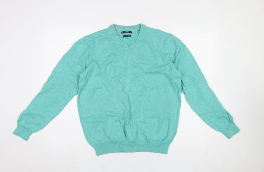 Dunnes Men’s Green Cotton V-Neck Jumper Size S