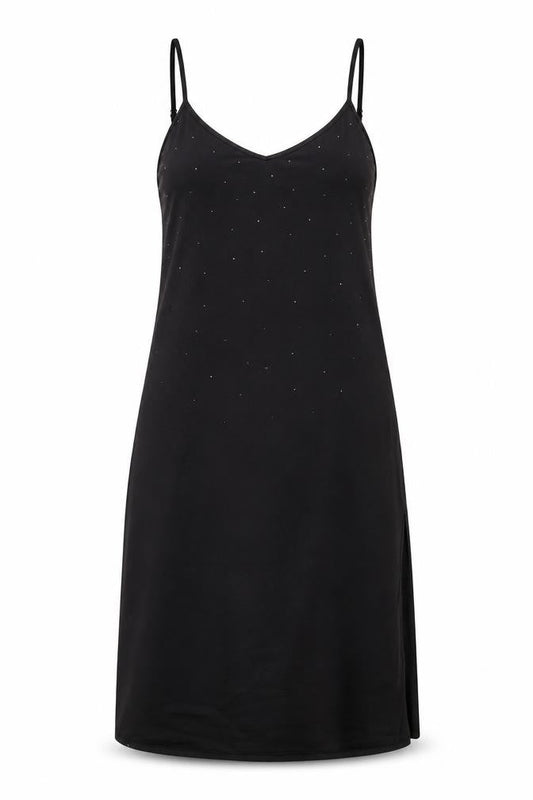 F&F Women’s Black Slip Dress UK 8-10 Swarovski Crystal Embellished Midi