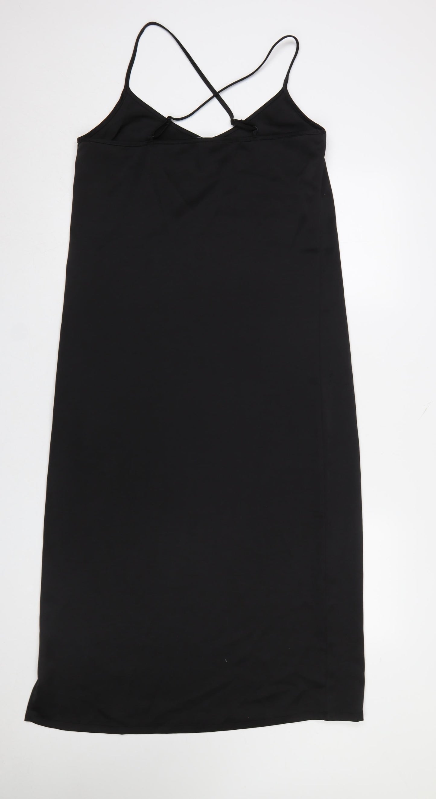 F&F Women’s Black Slip Dress UK 8-10 Swarovski Crystal Embellished Midi