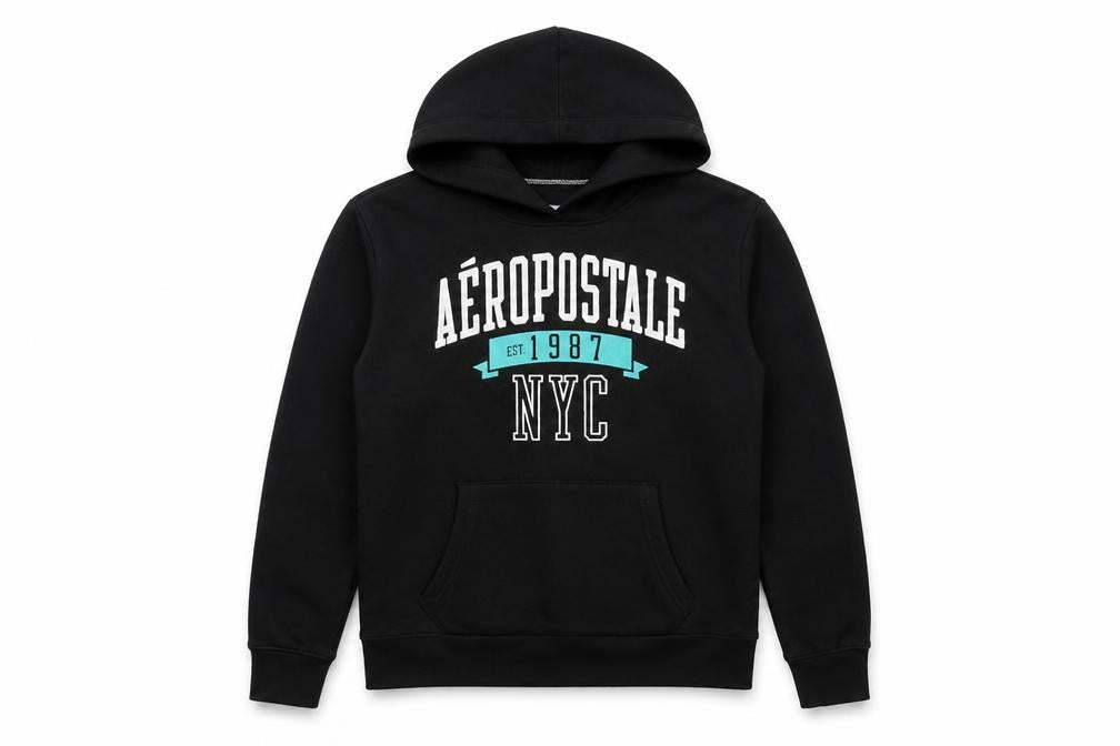 Aéropostale Womens Black Medium Pullover Hoodie NYC Graphic Print