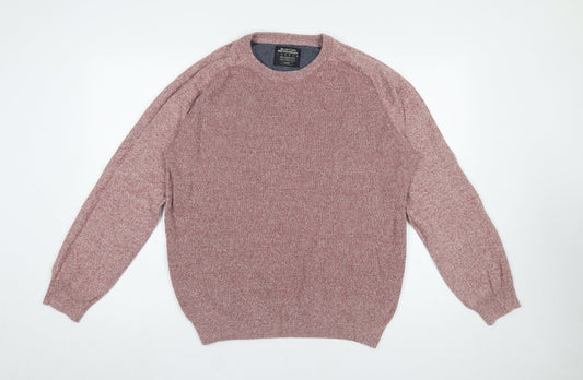 Burton Menswear Pink Cotton Crew Neck Jumper Men L Classic Knitwear
