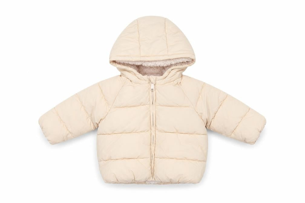 Marks & Spencer Unisex Baby Beige Puffer Jacket 9-12 Months Hooded Lined Winter Coat