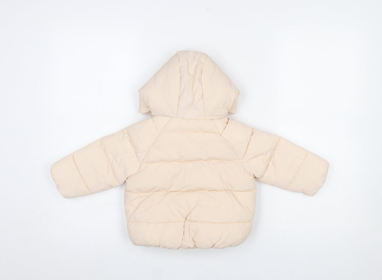 Marks and Spencer Unisex Baby Beige Puffer Jacket 9-12 Months Hooded Lined Winter Coat