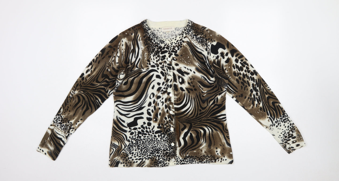 Paramour Women's Brown Animal Print Cardigan M