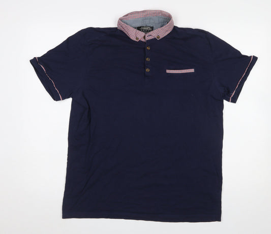 Burton Menswear London Men's Blue Large Cotton Polo Shirt
