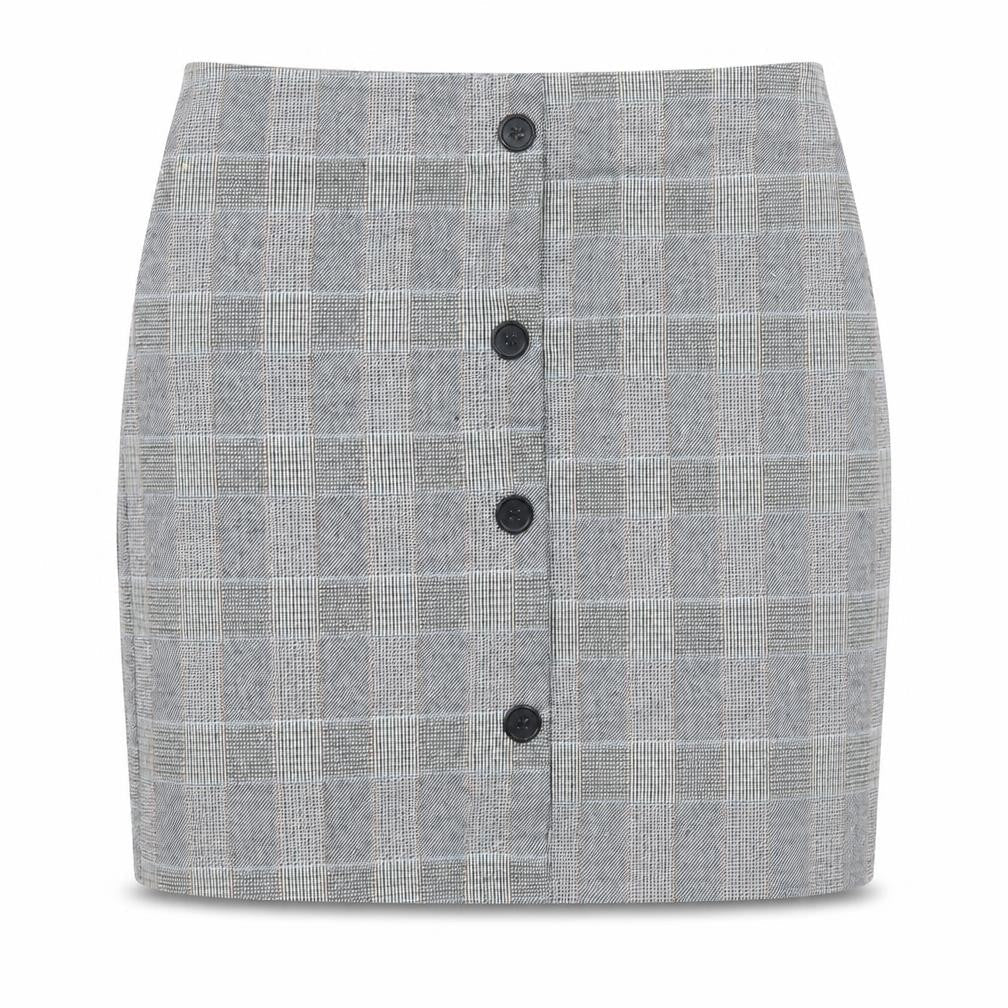 Pull&Bear Women’s Grey Check Button Front Short Skirt Size S