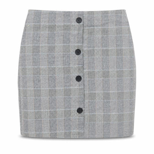 Pull&Bear Women’s Grey Check Button Front Short Skirt Size S