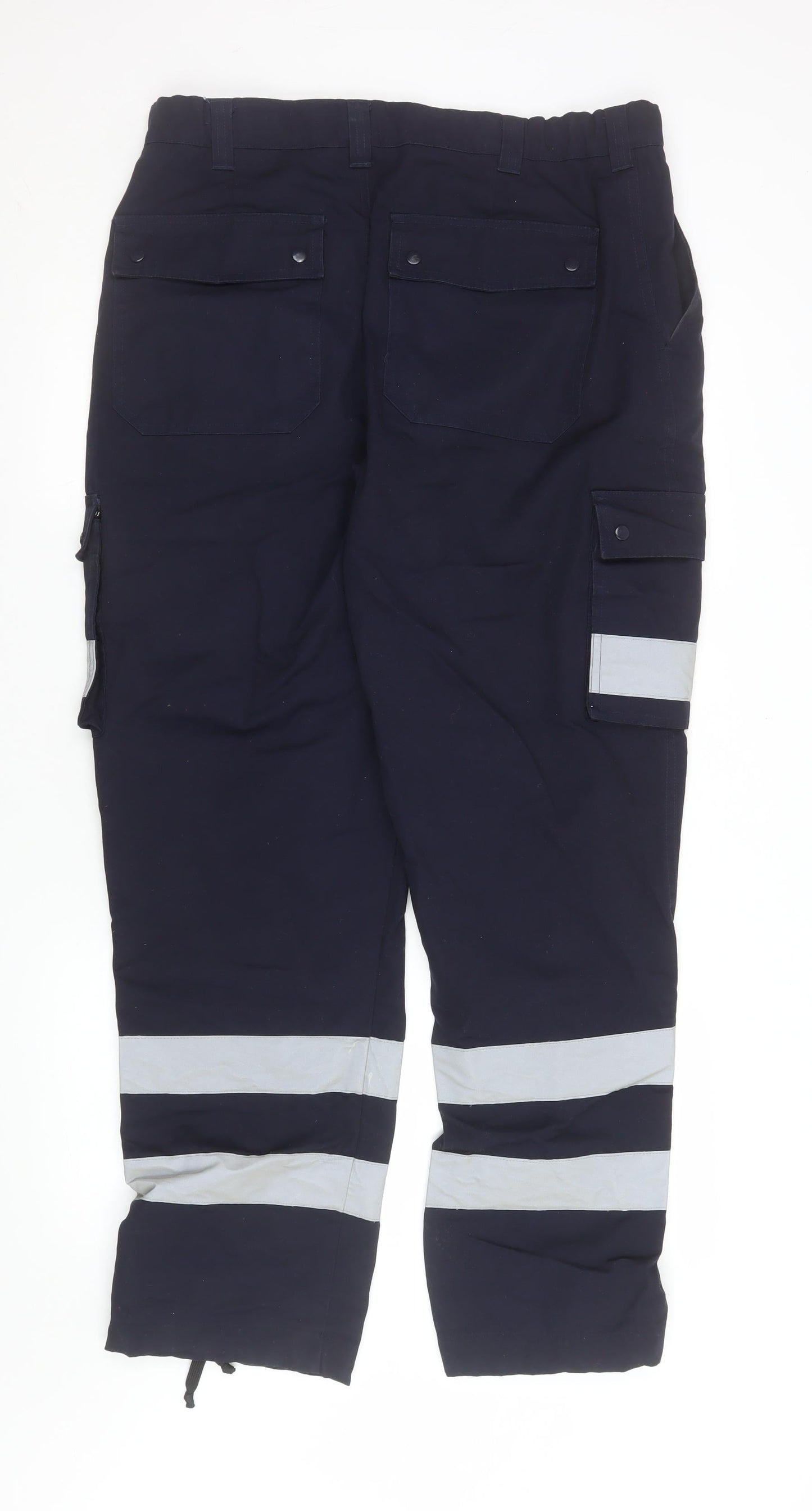 Tailored Image Men's Navy Reflective Cargo Workwear Trousers Size 36 Long