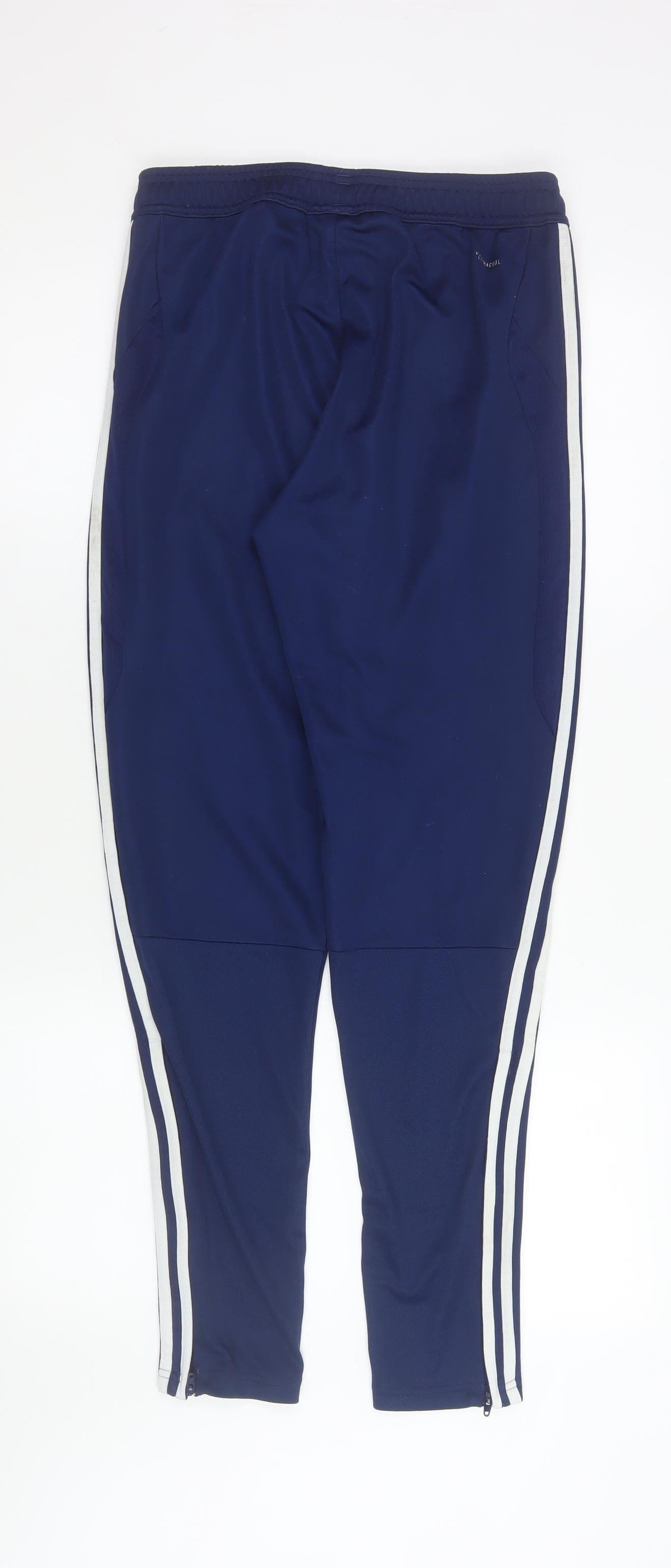 Adidas Men Blue Small Track Pants Tapered Fit Activewear Trousers