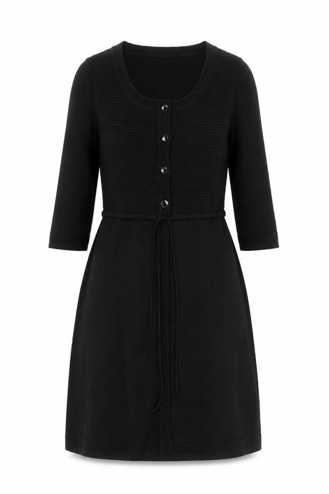 Monsoon Women’s Black Wool Blend 3/4 Sleeve Belted Cardigan Size 8