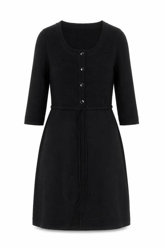 Monsoon Women’s Black Wool Blend 3/4 Sleeve Belted Cardigan Size 8