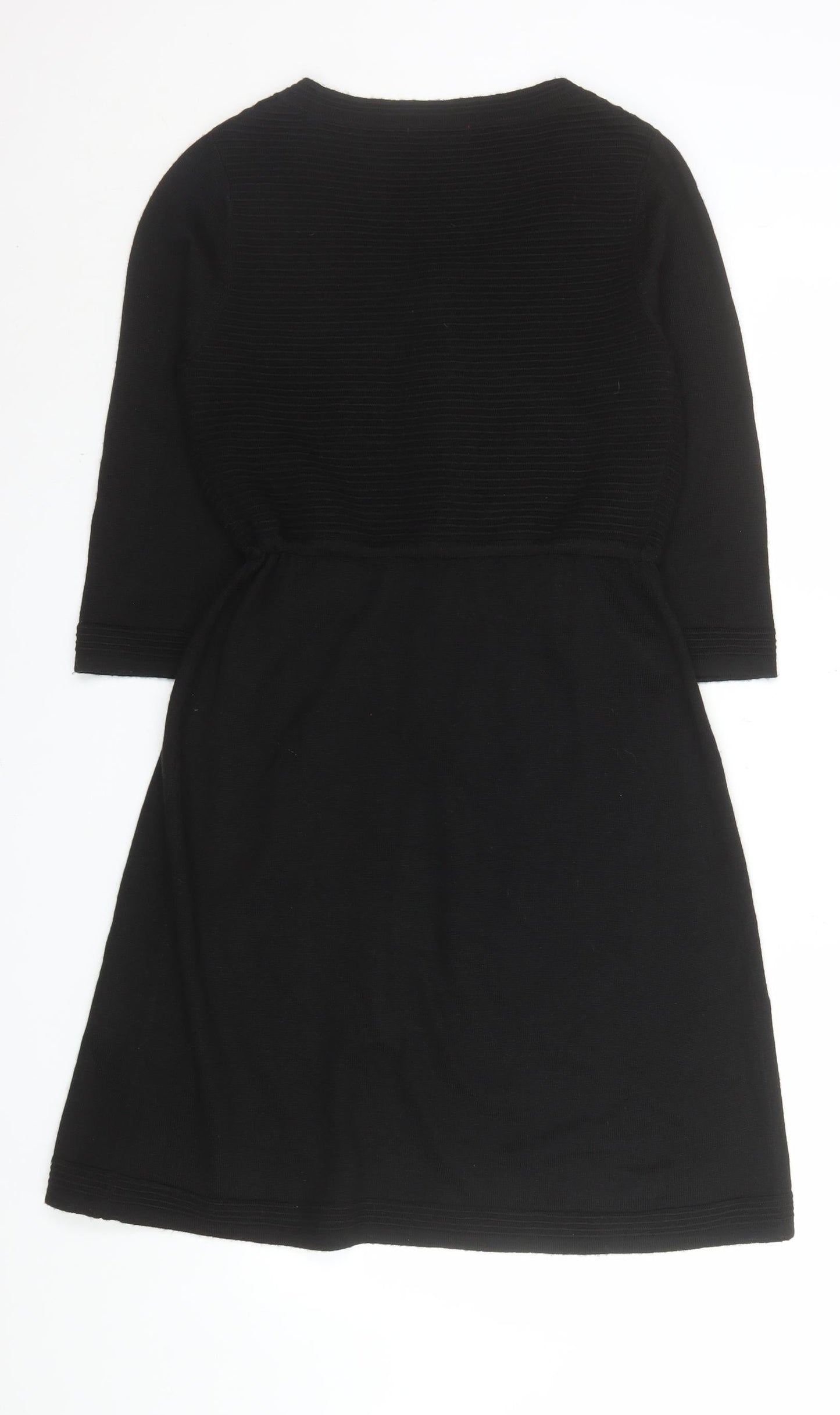 Monsoon Women’s Black Wool Blend 3/4 Sleeve Belted Cardigan Size 8