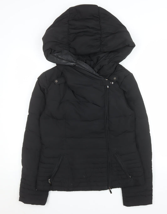 Motivi Women Black Size 10 Hooded Puffer Jacket