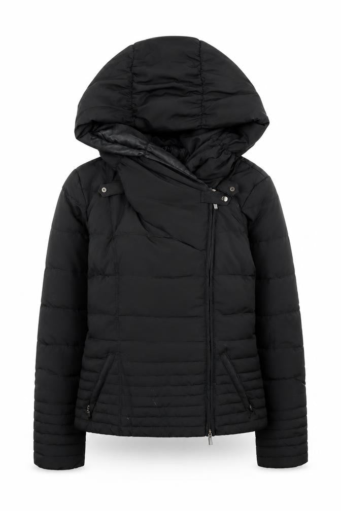 Motivi Women Black Size 10 Hooded Puffer Jacket