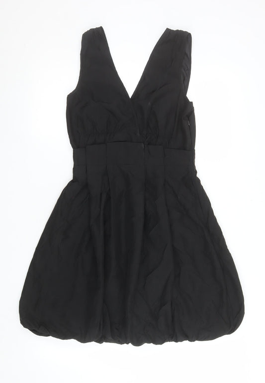 Vila Women’s Black Sleeveless V-Neck Bubble Hem Party Dress Size S
