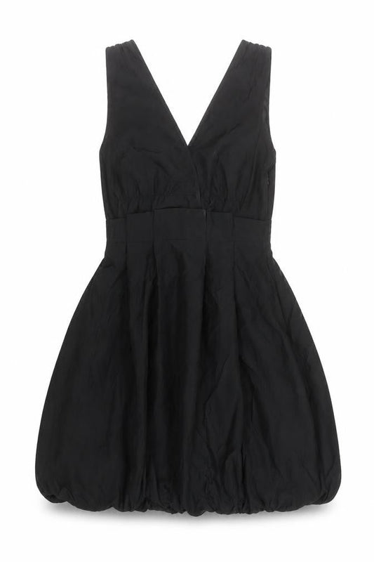 VILA Women’s Black Sleeveless V-Neck Bubble Hem Party Dress Size S
