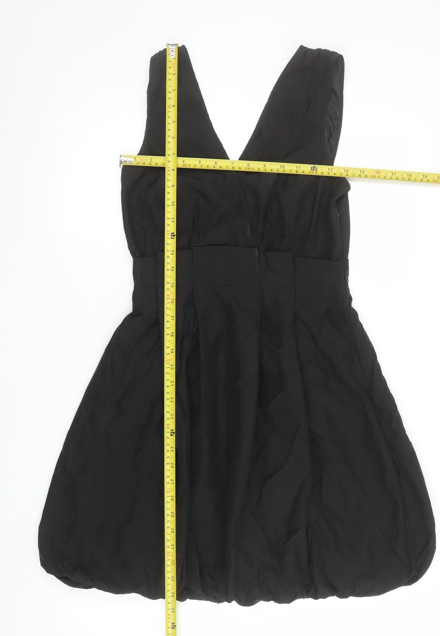 Vila Women’s Black Sleeveless V-Neck Bubble Hem Party Dress Size S