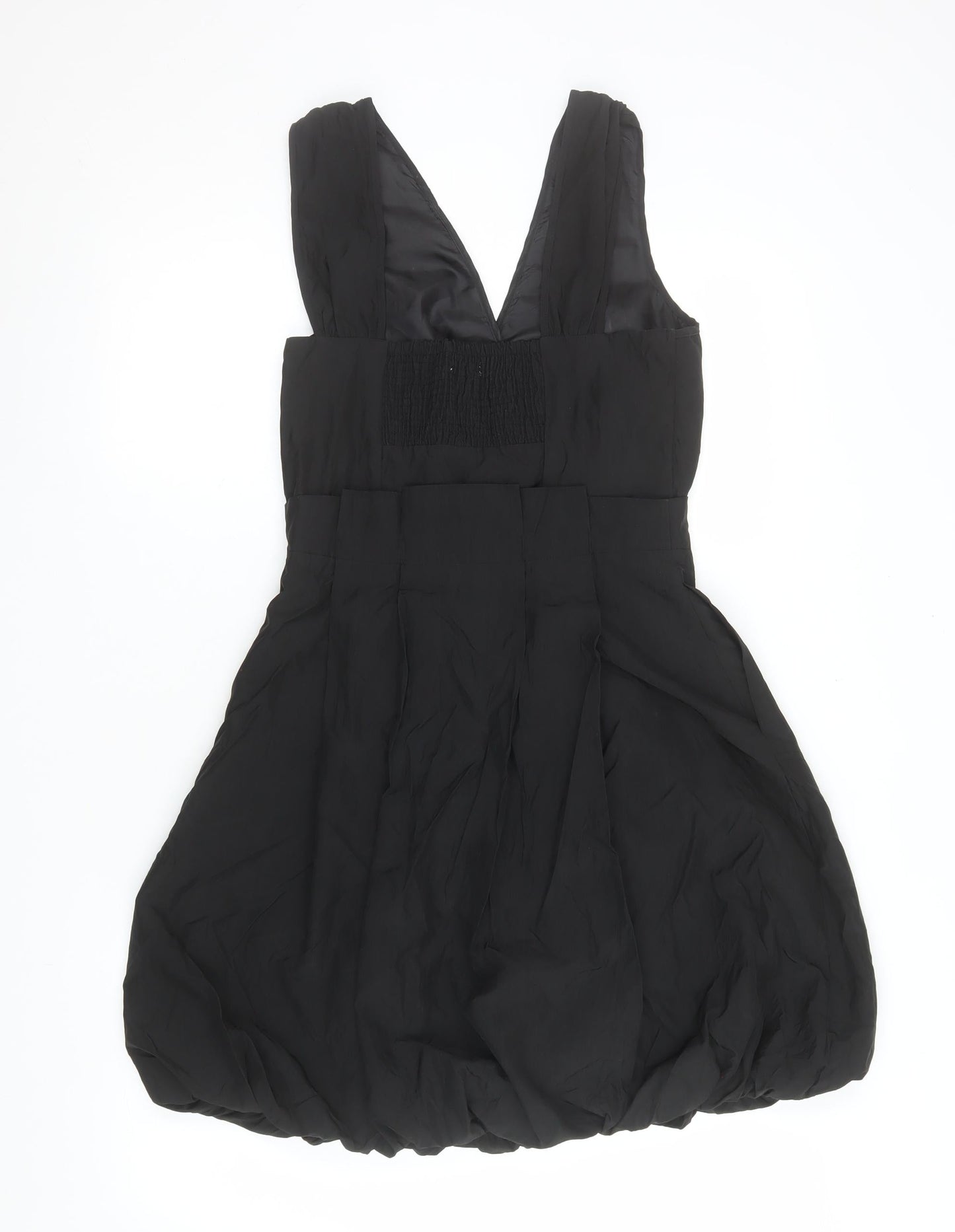 Vila Women’s Black Sleeveless V-Neck Bubble Hem Party Dress Size S