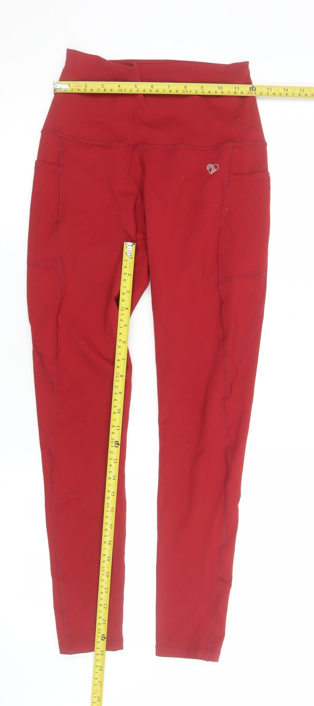 Peachylean Women's Red High Waist Pocket Gym Leggings Size S
