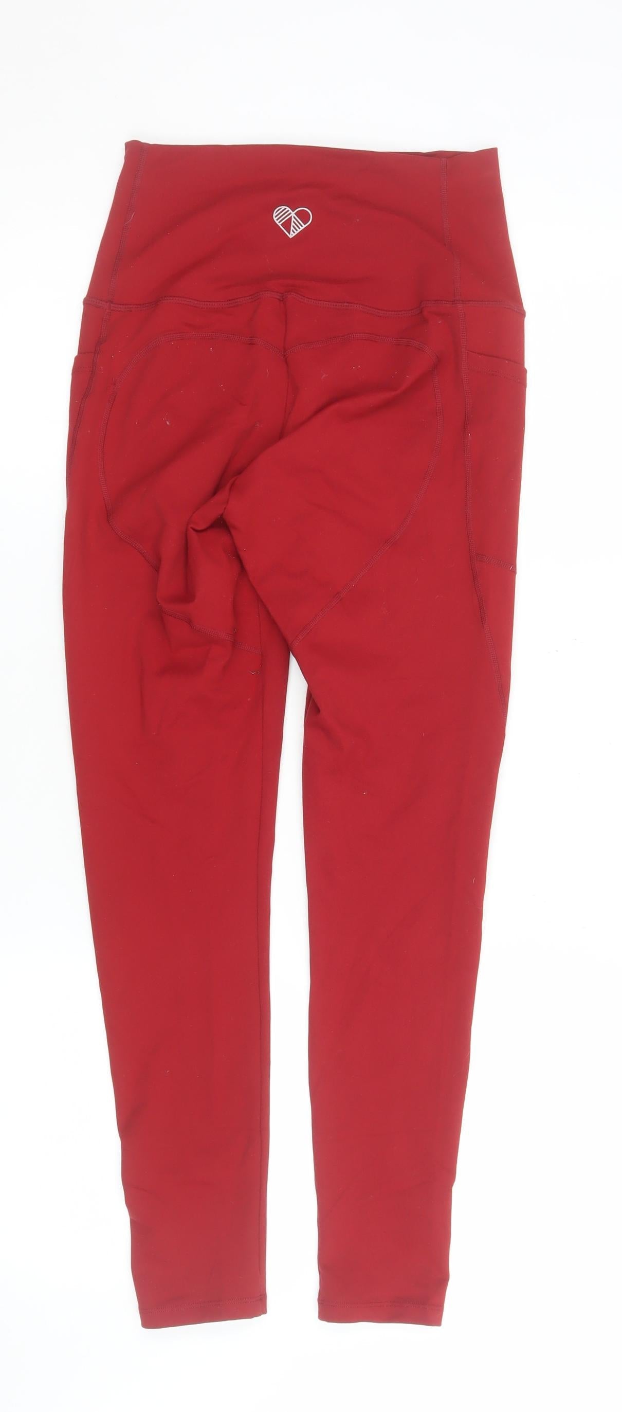 Peachylean Women's Red High Waist Pocket Gym Leggings Size S
