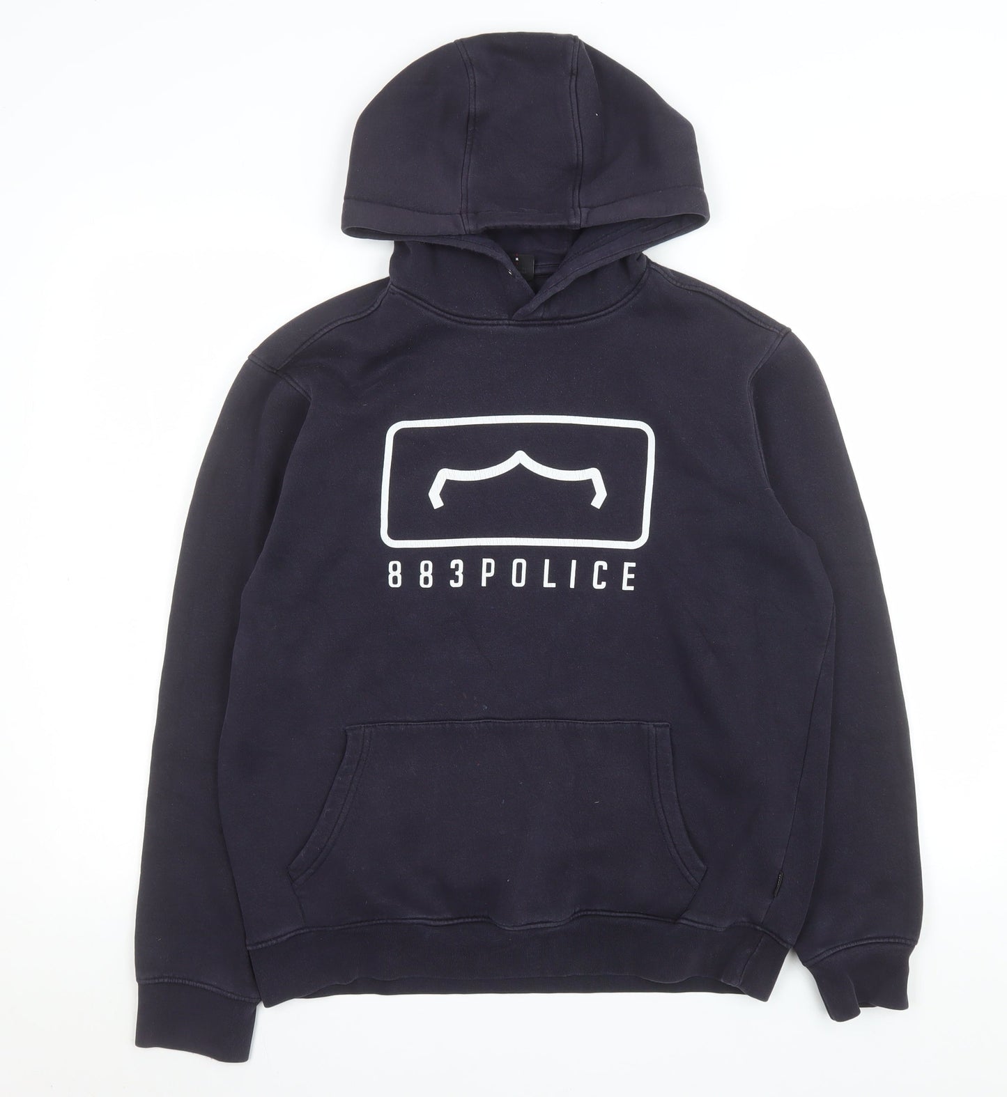 883 Police Men's Blue Pullover Hoodie M Regular Fit Graphic Logo
