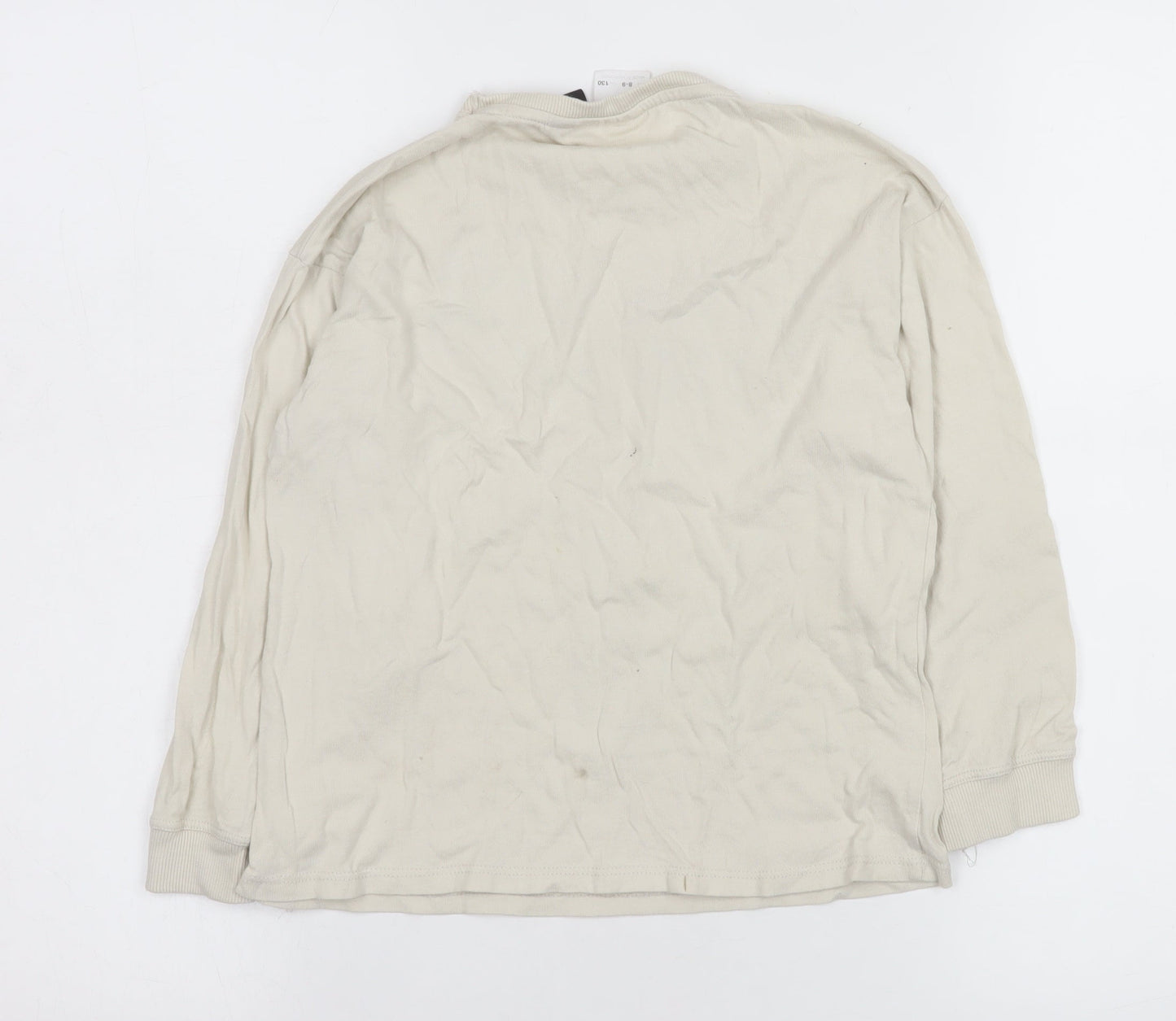 ZARA Girls Beige Stranger Things Long Sleeve Pullover T-Shirt 8-9 Years