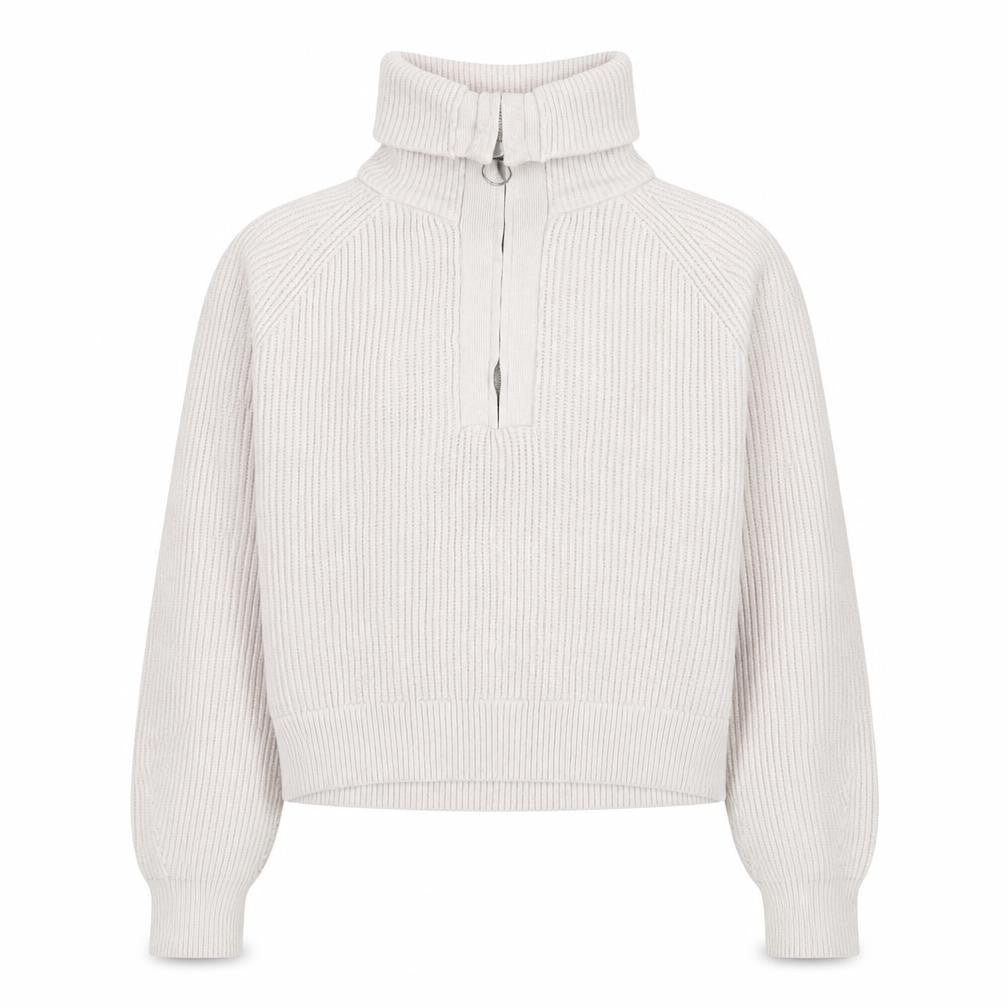 Pull&Bear Men's Beige High Neck 1/2 Zip Knit Sweatshirt Size S