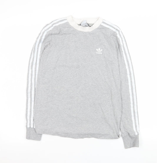 Adidas Women's Grey Long Sleeve Crew Neck Stretch T-Shirt UK 8