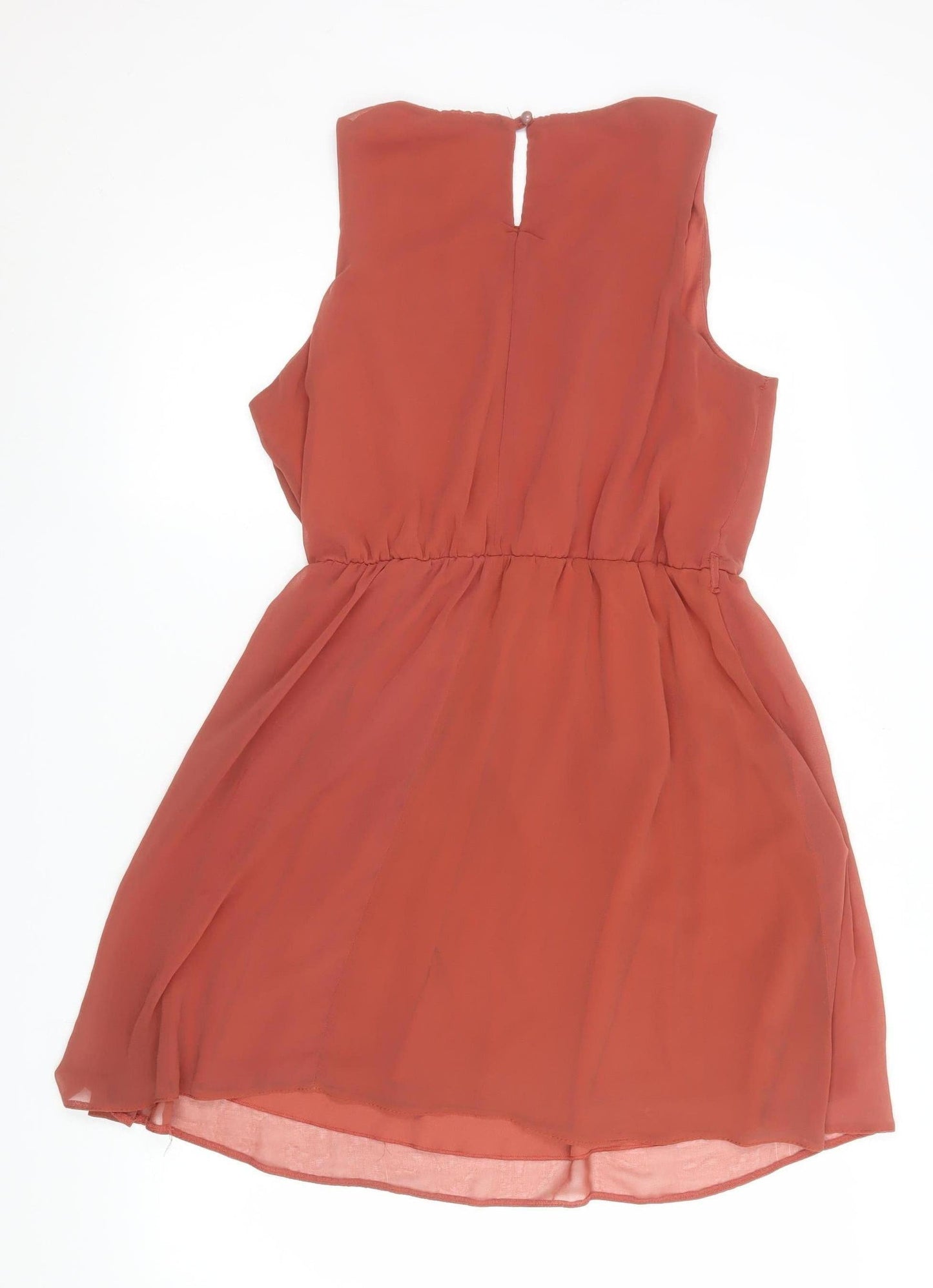 New Look Women’s Brown Sleeveless Chiffon Shift Dress UK 16
