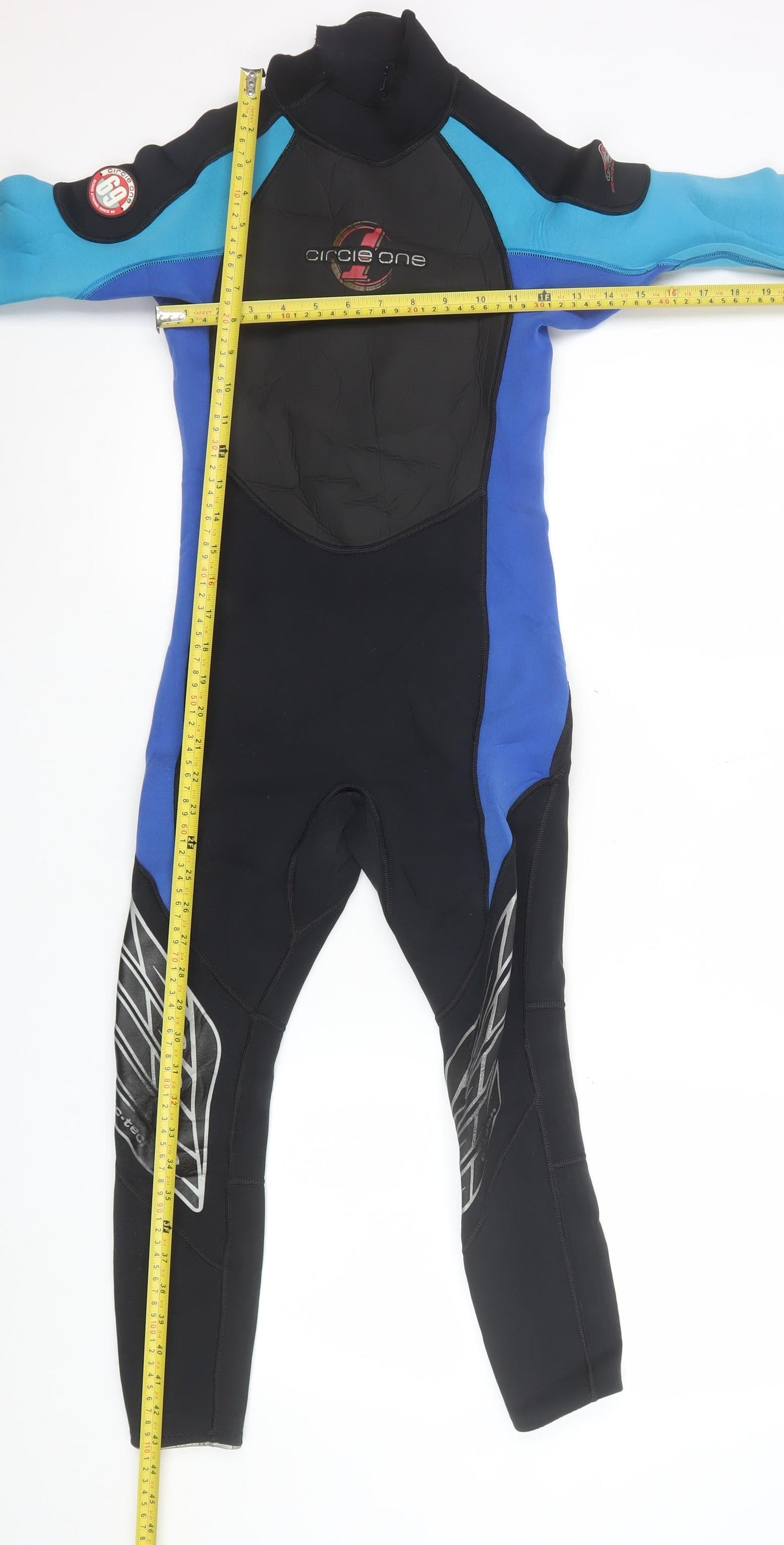Circle One Mens Black Blue Neoprene Wetsuit M Surfing Stretch Lined